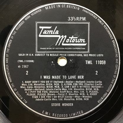 Stevie Wonder : I Was Made To Love Her (LP, Album, Mono)