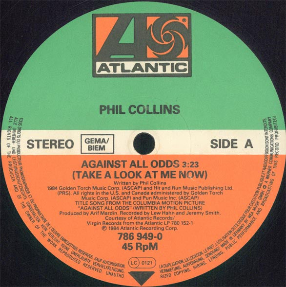 Phil Collins : Against All Odds (Take A Look At Me Now) (12", Maxi)