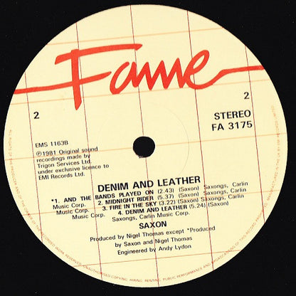 Saxon : Denim And Leather (LP, Album, RE)