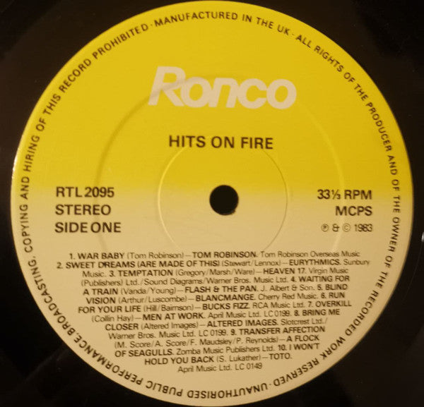 Various : Hits On Fire - 20 Scorching Tracks! (LP, Comp, Lab)