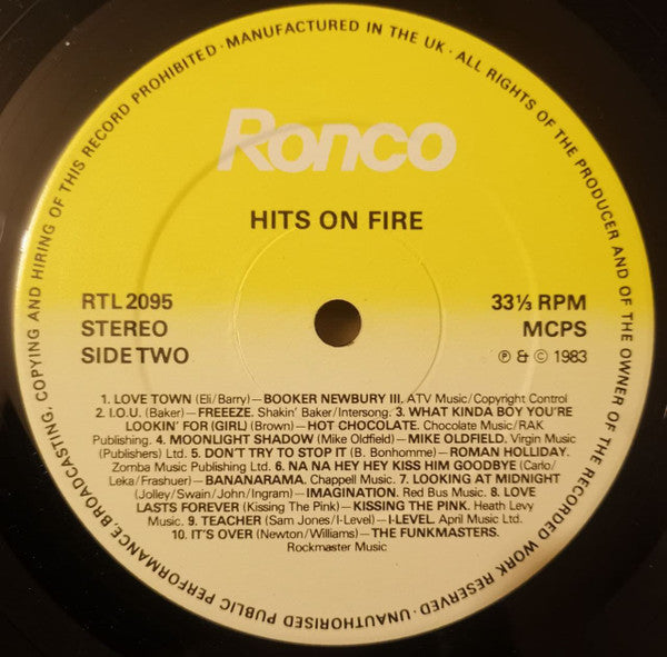 Various : Hits On Fire - 20 Scorching Tracks! (LP, Comp, Lab)