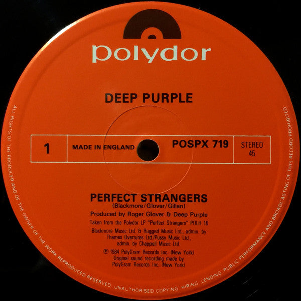 Deep Purple : Perfect Strangers (12", Single)