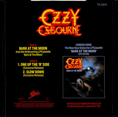 Ozzy Osbourne : Bark At The Moon (12", Single)