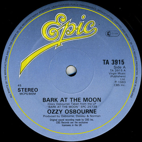 Ozzy Osbourne : Bark At The Moon (12", Single)