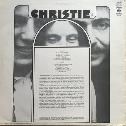 Christie : Christie Featuring San Bernadino And Yellow River (LP, Album)