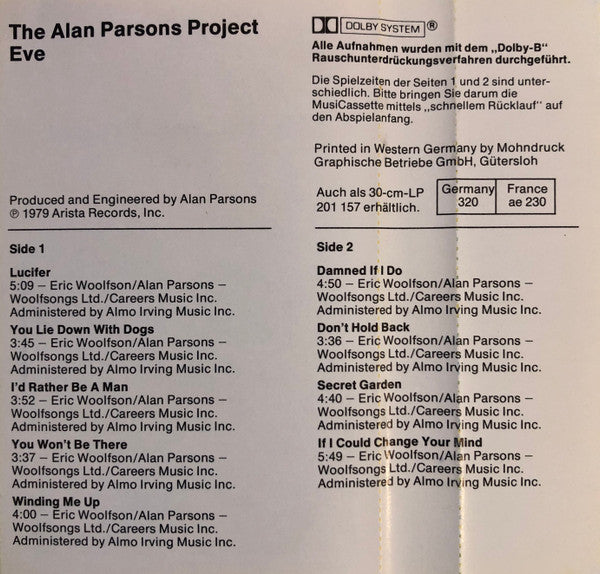 The Alan Parsons Project : Eve (Cass, Album, RE)