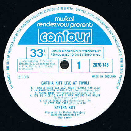 Eartha Kitt : Eartha Kitt Live At Tivoli (LP, Album, RE)