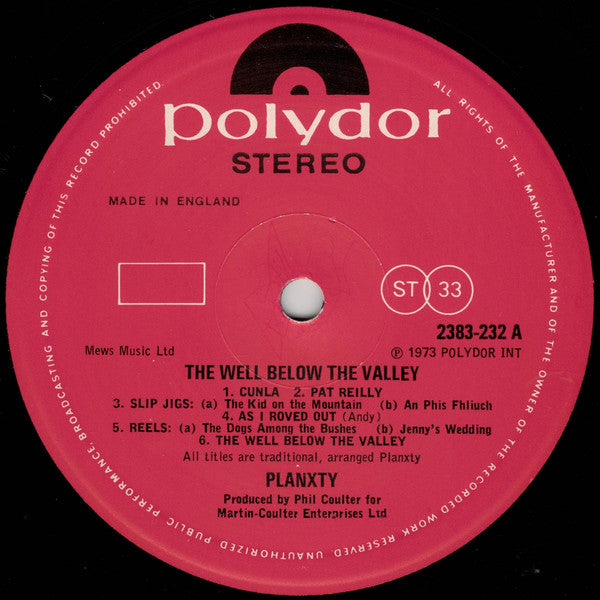 Planxty : The Well Below The Valley (LP, Album)
