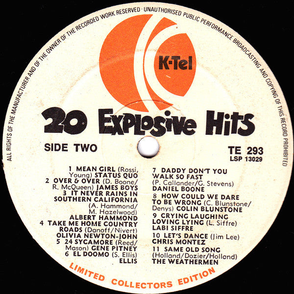 Various : 20 Explosive Hits (LP, Comp, Ltd)