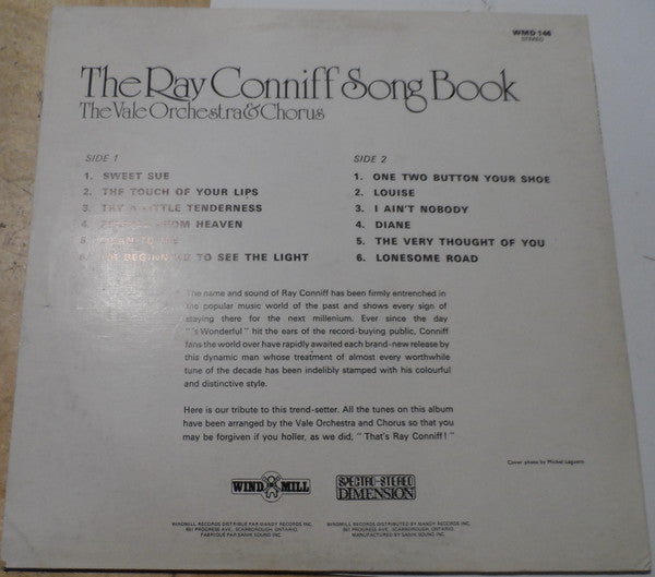 The Vale Orchestra With Singers & Chorus : The Ray Conniff Song Book (LP, Album)