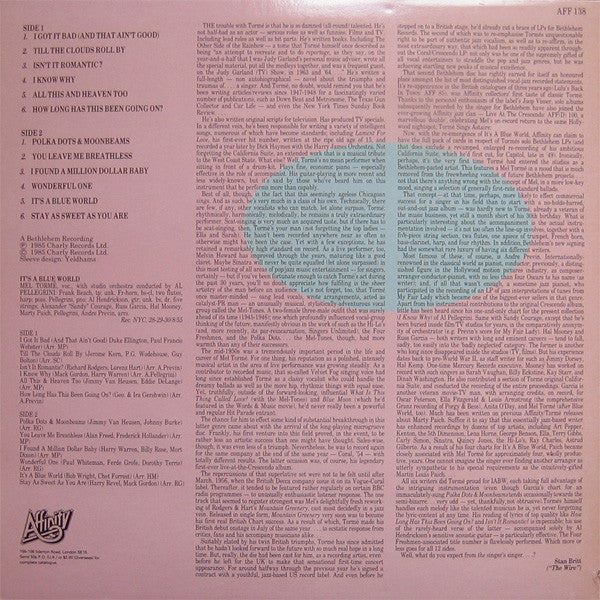 Mel Torme* : It's A Blue World (LP, Album, RE)