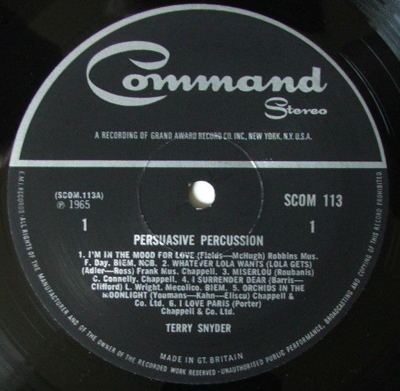 Terry Snyder And The All Stars : Persuasive Percussion (LP, Album, RE, Gat)