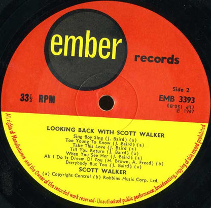 Scott Walker : Looking Back With Scott Walker (LP, Comp)