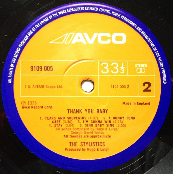 The Stylistics : Thank You Baby (LP, Album)