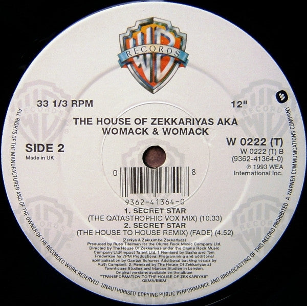 The House Of Zekkariyas Aka Womack & Womack : Secret Star (12")