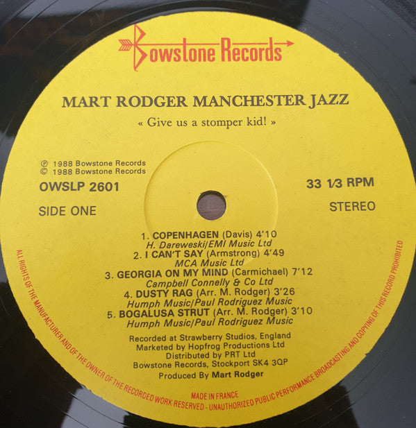 Mart Rodger Manchester Jazz : Give Us A Stomper Kid! (LP, Album)