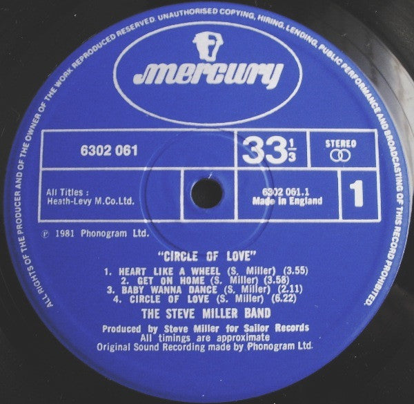The Steve Miller Band* : Circle Of Love (LP, Album)