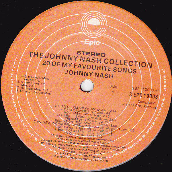 Johnny Nash : The Johnny Nash Collection - 20 Of My Favourite Songs (LP, Comp)