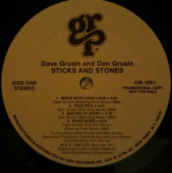 Dave Grusin And Don Grusin : Sticks And Stones (LP, Album, Promo)