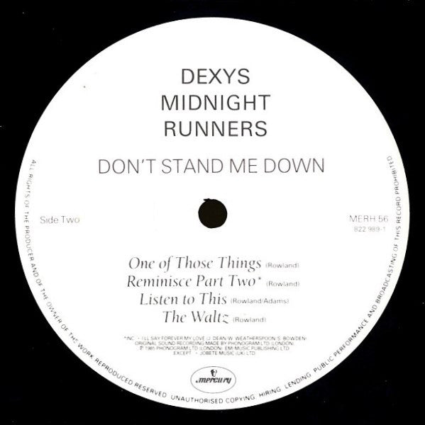 Dexys Midnight Runners : Don't Stand Me Down (LP, Album)