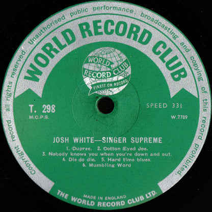 Josh White : Singer Supreme (LP)