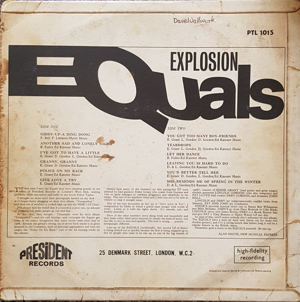 The Equals : Equals Explosion (LP, Album, Mono)