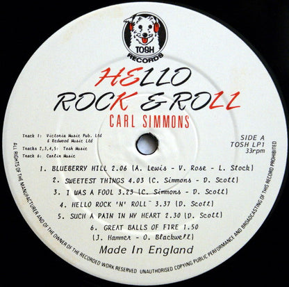 Carl Simmons (2) : Hello Rock & Roll (LP, Album)