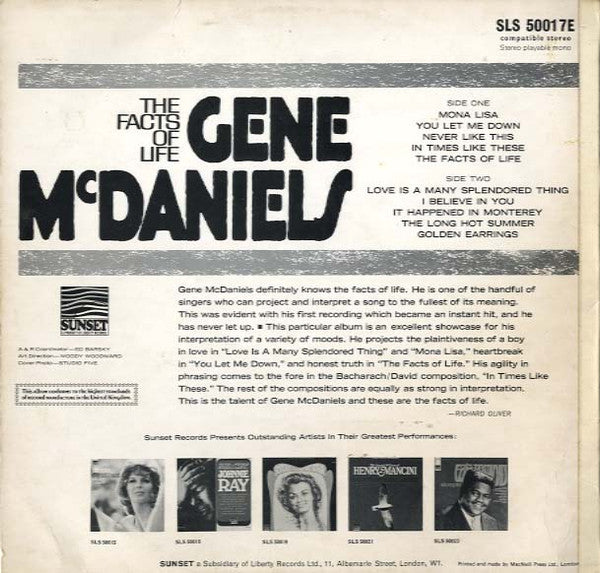 Gene McDaniels* : The Facts Of Life (LP, Album)