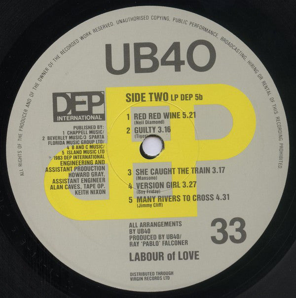 UB40 : Labour Of Love (LP, Album)