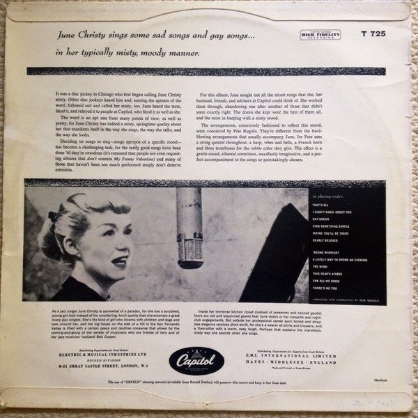 June Christy : The Misty Miss Christy (LP, Album, Mono)