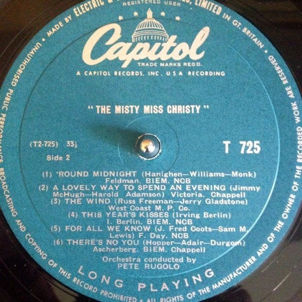 June Christy : The Misty Miss Christy (LP, Album, Mono)