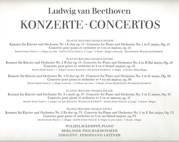 Beethoven* : Die Konzerte - Concertos (Box + 6xLP, Comp)