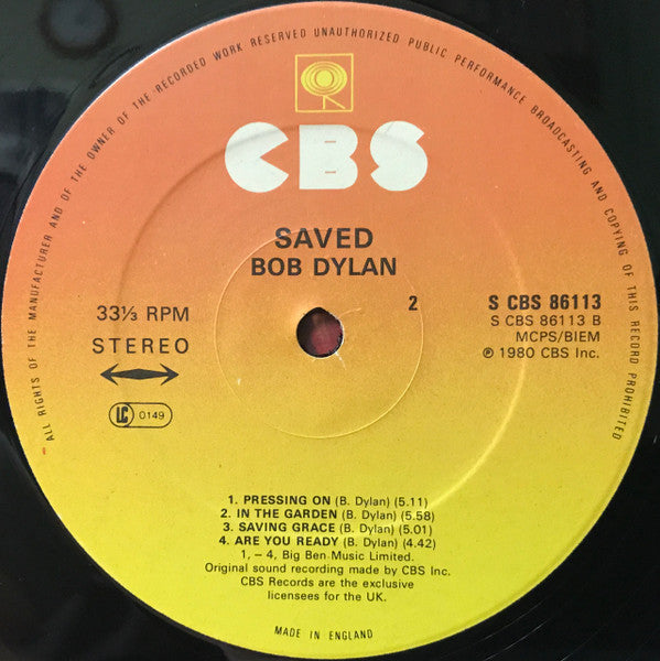 Bob Dylan : Saved (LP, Album)