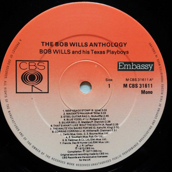 Bob Wills And His Texas Playboys* : The Bob Wills Anthology (LP, Comp, Mono)