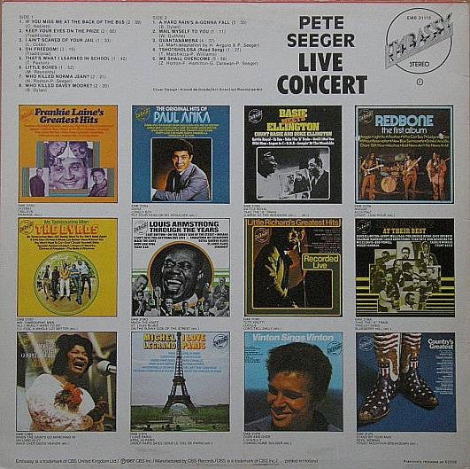 Pete Seeger : Live Concert (LP, Whi)