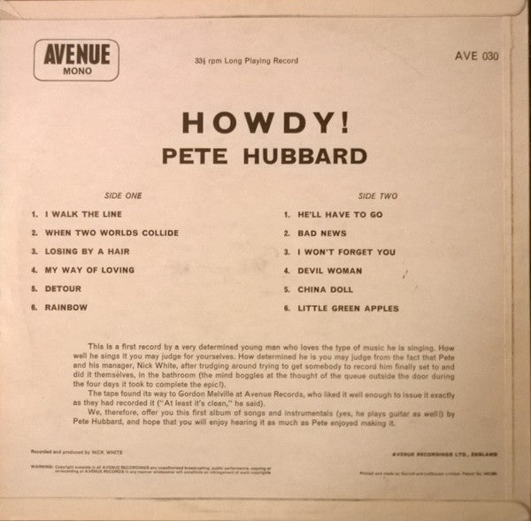 Pete Hubbard : Howdy! (LP)