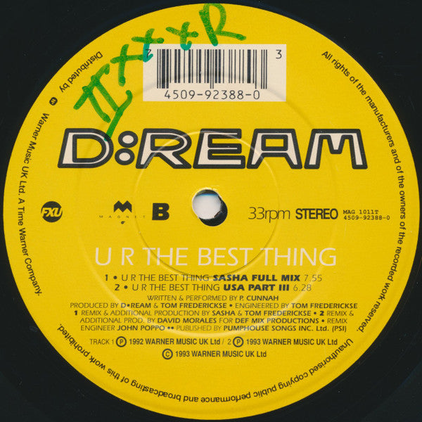 D:Ream : U R The Best Thing (12", Single, RE)