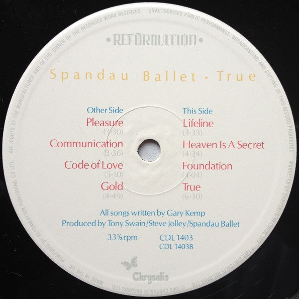 Spandau Ballet : True (LP, Album)