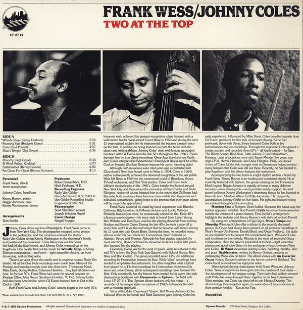 Frank Wess / Johnny Coles : Two At The Top (LP, Album)