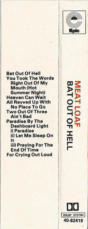 Meat Loaf : Bat Out Of Hell (Cass, Album, RE, Bla)