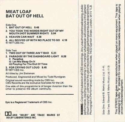 Meat Loaf : Bat Out Of Hell (Cass, Album, RE, Bla)