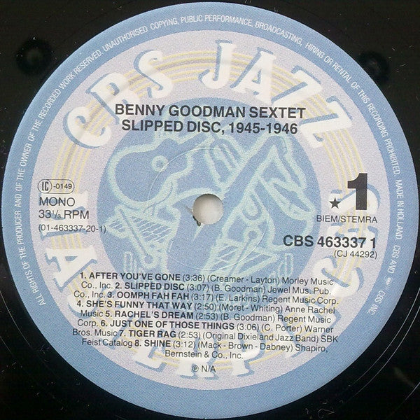 Benny Goodman Sextet : Slipped Disc, 1945-1946 (LP, Comp, Mono, RM)