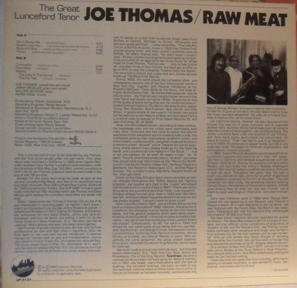 Joe Thomas (3) : Raw Meat (The Great Lunceford Tenor) (LP, Album)