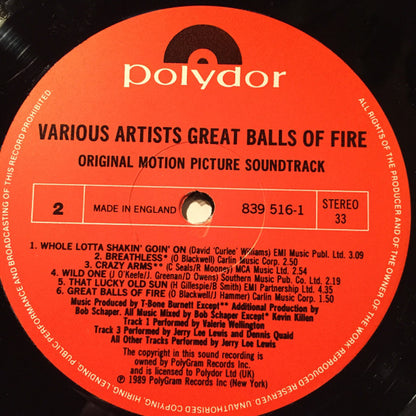 Various : Great Balls Of Fire! (Original Motion Picture Soundtrack) (LP, Album)