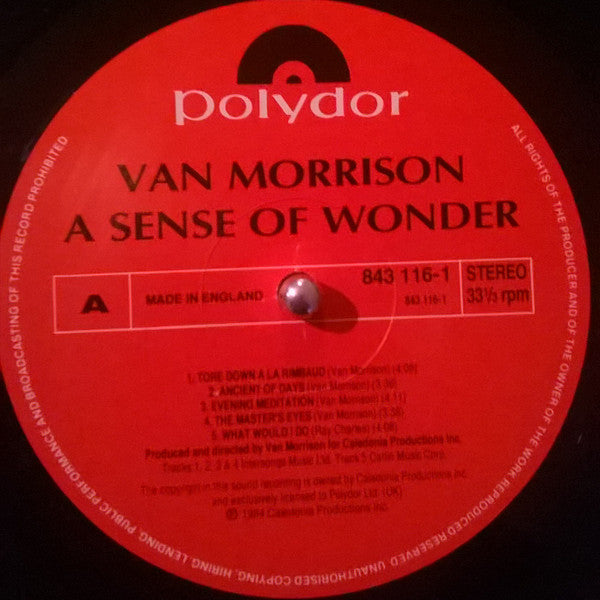 Van Morrison : A Sense Of Wonder (LP, Album, RE)