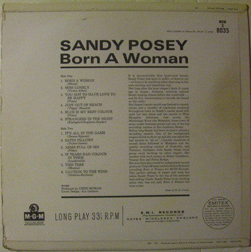 Sandy Posey : Born A Woman (LP, Album, Mono)